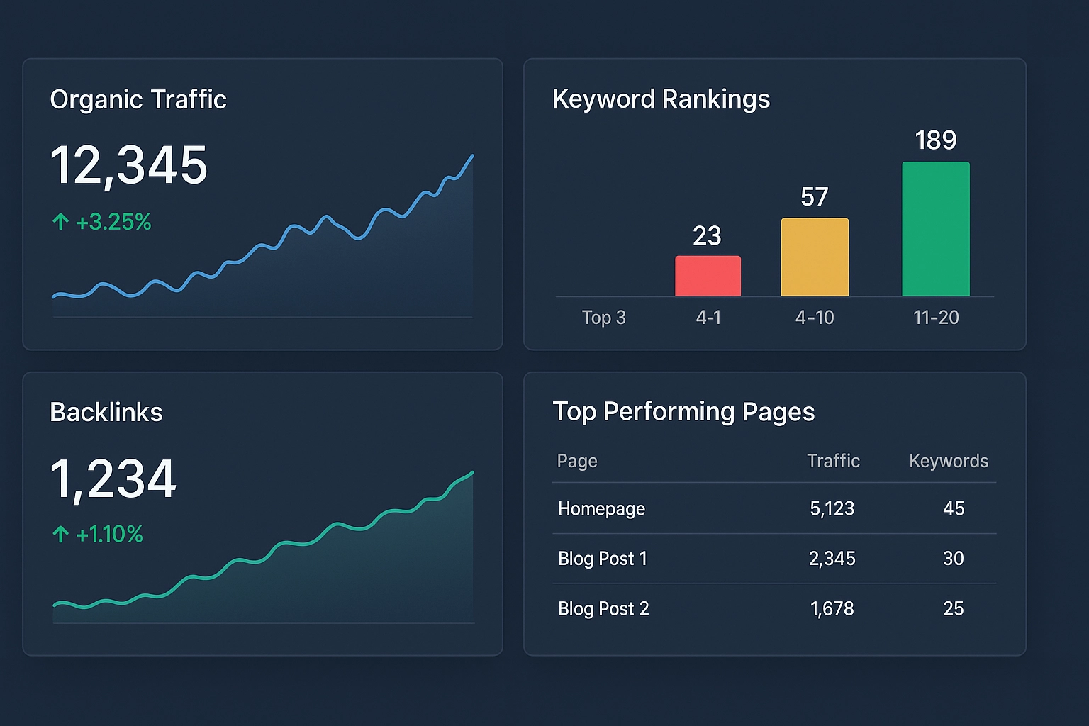 داشبورد مدیریتی سئو